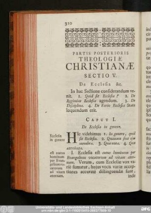 Sectio V. De Ecclesia [et]c.