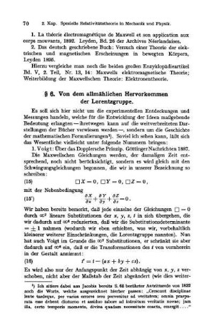 § 6. Von dem allmählichen Hervorkommen der Lorentzgruppe.