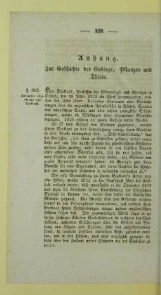 Anhang. Zur Geschichte der Gebirge, Pflanzen und Thiere