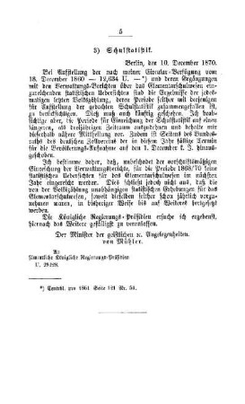 Schulstatistik : [I. Allgemeine Verhältnisse der Behörden und Beamten]