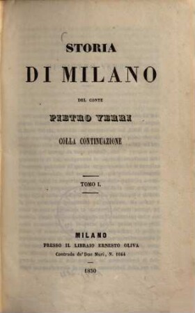 Storia di Milano : colla continuazione, 1