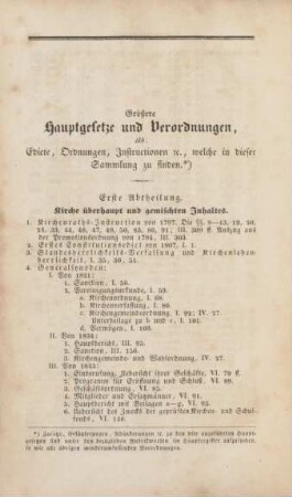 Größere Hauptgesetze und Verordnungen, als: Edicte, Ordnungen, Instructionen etc., welche in dieser Sammlung zu finden