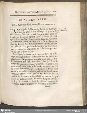 Chapitre XLVIII. De la fonte des Tests par un Fourneau courbe