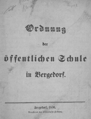 Ordnung der öffentlichen Schule in Bergedorf