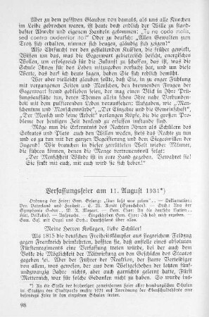 Verfassungsfeier am 11. August 1931