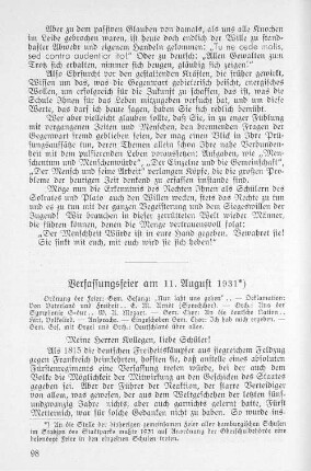 Verfassungsfeier am 11. August 1931
