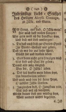 Inbrünstige Liebs-Seuftzer des Heiligen Aloysii Gonzagæ,[...]