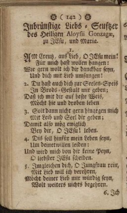 Inbrünstige Liebs-Seuftzer des Heiligen Aloysii Gonzagæ,[...]