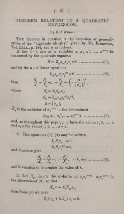 Theorem relating to a quadratic expression.