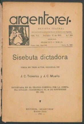 1941020600: Sisebuta dictadora : pieza en tres actos