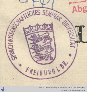 [Provenienz]: Albert-Ludwigs-Universität, Sprachwissenschaftliches Seminar