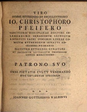 De M. T. Ciceronis philosophia Platonica oratio : Quam in Amplissimae Societatis Latinae Quae Ienae Floret Consessu Ut Sodalis ... Consequeretur Publice Recitavit Ioannes Gottliebius Waldinus Geranus ; Accedit Oratio Qua Eumdem Societatis Iussu Ac Nomine Sodalem Publice Declaravit Ioannes Christophorus Cramerus, Schmonensis, Thuringus ...