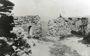 Lausitzer Gebirge (Luzické hory/Tschechien). Burgruine Tollenstein (Tolstejn). Photographie; 105 x 161 mm. Aufnahme 1892