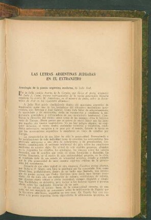 Las letras argentinas juzgadas en el extranjero