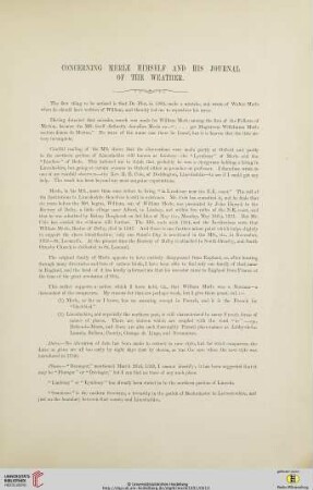 Concerning Merle himself and his Journal of the Weather
