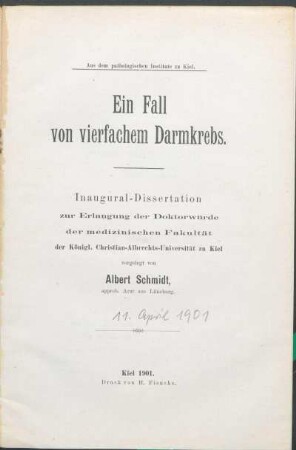 Ein Fall von vierfachem Darmkrebs