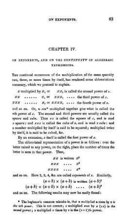 Chapter IV. On Exponents, and on the Continuity of Algebraic Expressions.