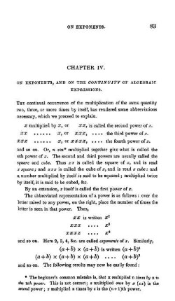 Chapter IV. On Exponents, and on the Continuity of Algebraic Expressions.
