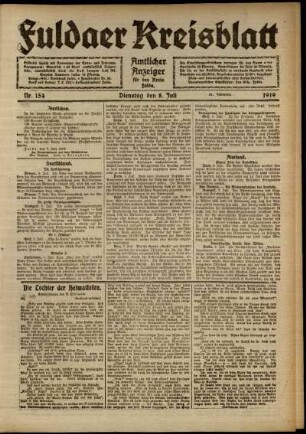 Ausgabe vom Dienstag, den 08. Juli 1919.