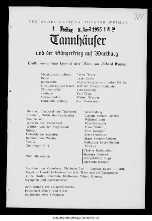 Tannhäuser und der Sängerkrieg auf Wartburg