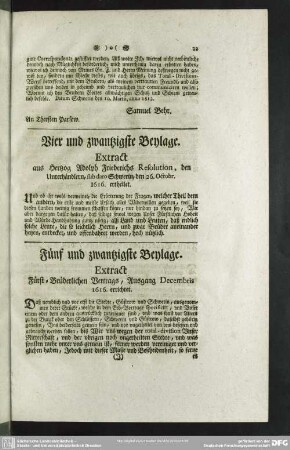 Vier und zwantzigste Beylage. Extract aus Hertzog Adolph Friederichs Resolution, den Unterhändlern, sub dato Schwerin, den 26. Octobr. 1616. ertheilet