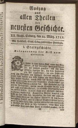 XII. Nachl. Coburg, den 24. März. 1751.