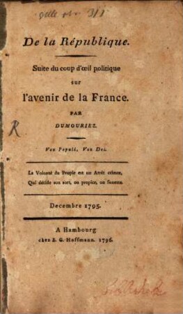 De la République : Suite du coup d'oeil politique sur l'avenir de la France