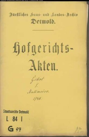 Gillot, Advokat gegen Nullmeier zu Hiddesen - Schuldforderung
