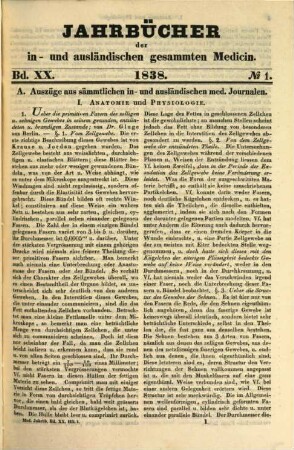 Jahrbücher der in- und ausländischen gesammten Medicin. 20 = Jg. 5. 1838