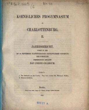 Jahresbericht : womit zu der ... öffentlichen Prüfung der Schüler ehrerbietigst einladet, 2. 1867