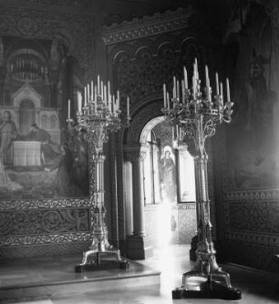 Schwangau-Hohenschwangau. Schloss Neuschwanstein. Palas, 4. Obergeschoss. Sängersaal (1869/1886; J. Hofmann). Erker