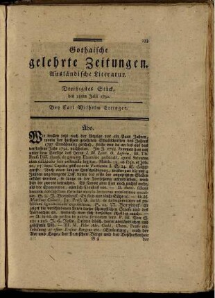 Dreißigstes Stück, den 28ten Julii 1792.