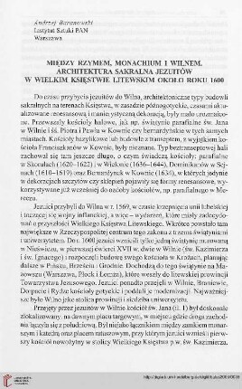Między Rzymem, Monachium i Wilnem. Architektura sakralna jezuitów w Wielkim Księstwie Litewskim około roku 1600