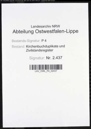 Kirchenbuchduplikate der katholischen Gemeinde (T 1807-1841). (Gemeinde: Beringhausen, katholische Gemeinde )