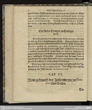 Cap. III. Vom gebrauch des Instruments/in Geometrischen Sachen.