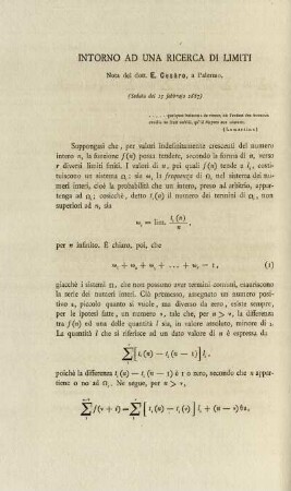 Intorno ad una ricerca di limiti.
