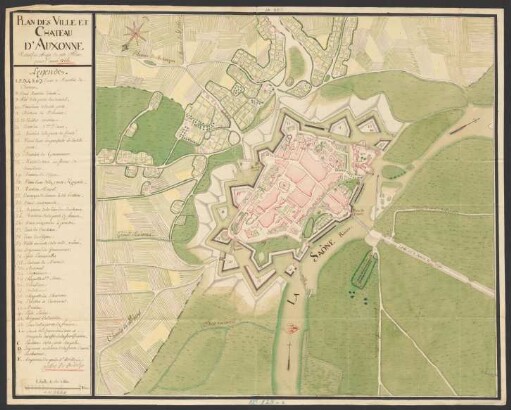 Plan de la ville et chateau d'Auxonne : relativ au projet de cette place pour l'année 1755