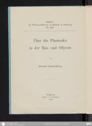 Über die Pharmaka in der Ilias und Odyssee