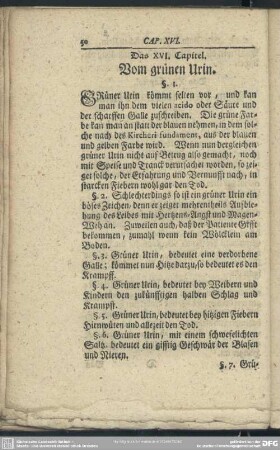 Das XVI. Capitel. Vom grünen Urin