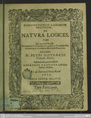 Disputationum logicarum de natura logices