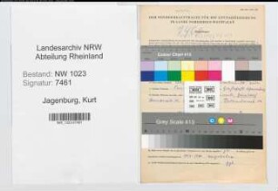 Entnazifizierung Kurt Jagenburg , geb. 29.08.1906 (Bergmann)