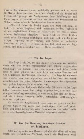 IV. Von den Meistern, Aufsehern, Gesellen und Lehrlingen.