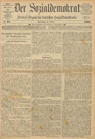 No 43. Donnerstag, 22. Oktober 1885.