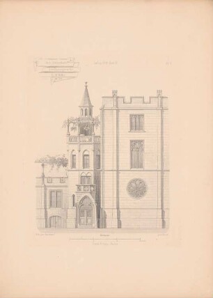 Erweiterungsbau für Dr. W. Müller, Köln: Ansicht von Süden (aus: Architektonisches Skizzenbuch, H. 117/6, 1872)