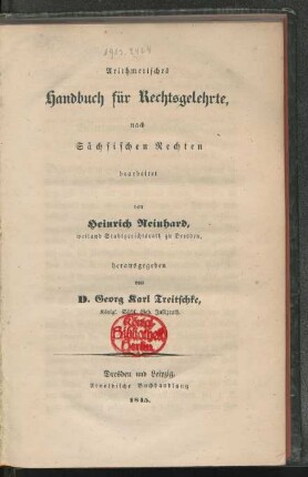 Arithmetisches Handbuch für Rechtsgelehrte, nach Sächsischen Rechten