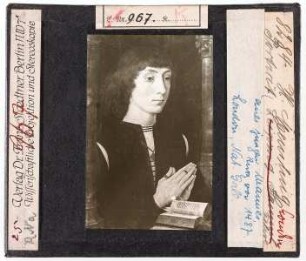 Hans Memling: Bildnis eines jungen Mannes. London, National Gallery (Stoedtner-Nr. 8284)