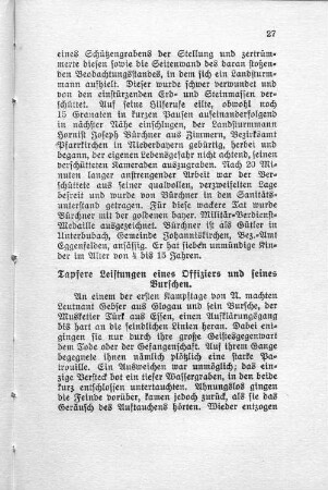 Tapfere Leistungen eines Offiziers und seines Burschen.