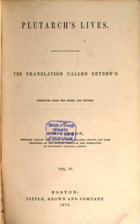 Plutarch's lives : the translation called Dryden's, 4