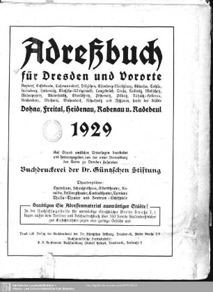 1929: Adreßbuch für Dresden und Vororte