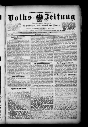 Volks-Zeitung : Organ für Sodingen, Holthausen und Börnig